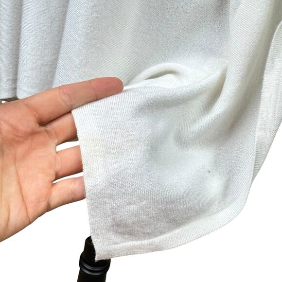 Chico's S/M Ivory Soft Knit Black Lace Pullover Poncho Oversized Layer Sweater - Picture 7 of 12